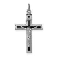 Load image into Gallery viewer, Sterling Silver Rhodium-plated Enameled Crucifix Pendant
