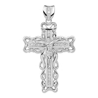 Load image into Gallery viewer, Sterling Silver Rhodium-plated CZ Crucifix Pendant
