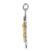 Load image into Gallery viewer, Sterling Silver Rhodium-plated &amp; Vermeil Crucifix Pendant
