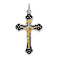 Load image into Gallery viewer, Sterling Silver Rhodium-plated &amp; Vermeil Crucifix Pendant
