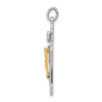 Load image into Gallery viewer, Sterling Silver Rhodium-plated &amp; Vermeil INRI Crucifix Charm
