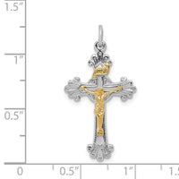 Load image into Gallery viewer, Sterling Silver Rhodium-plated &amp; Vermeil INRI Crucifix Charm

