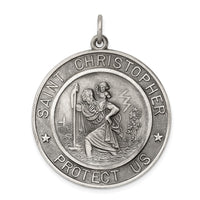 Load image into Gallery viewer, Sterling Silver Antiqued St. Christopher Medal
