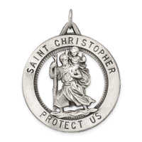 Load image into Gallery viewer, Sterling Silver Antiqued St. Christopher Medal
