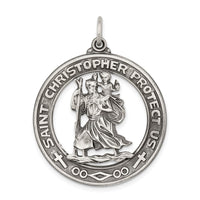 Load image into Gallery viewer, Sterling Silver Antiqued St. Christopher Medal
