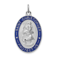 Load image into Gallery viewer, Sterling Silver Rhodium-plated Enameled St. Christopher Medal
