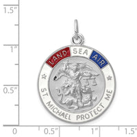Load image into Gallery viewer, Sterling Silver Rhodium-plated Enameled Saint Michael Medal
