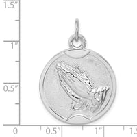 Load image into Gallery viewer, Sterling Silver Rhodium-plated Praying Hands Serenity Prayer on Back Medal
