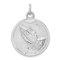 Load image into Gallery viewer, Sterling Silver Rhodium-plated Praying Hands Serenity Prayer on Back Medal
