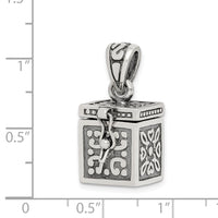 Load image into Gallery viewer, Sterling Silver Antiqued Square Prayer Box Pendant
