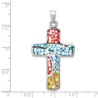 Load image into Gallery viewer, Sterling Silver Mulit-colored Shell Cross Pendant
