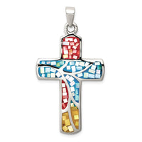 Load image into Gallery viewer, Sterling Silver Mulit-colored Shell Cross Pendant
