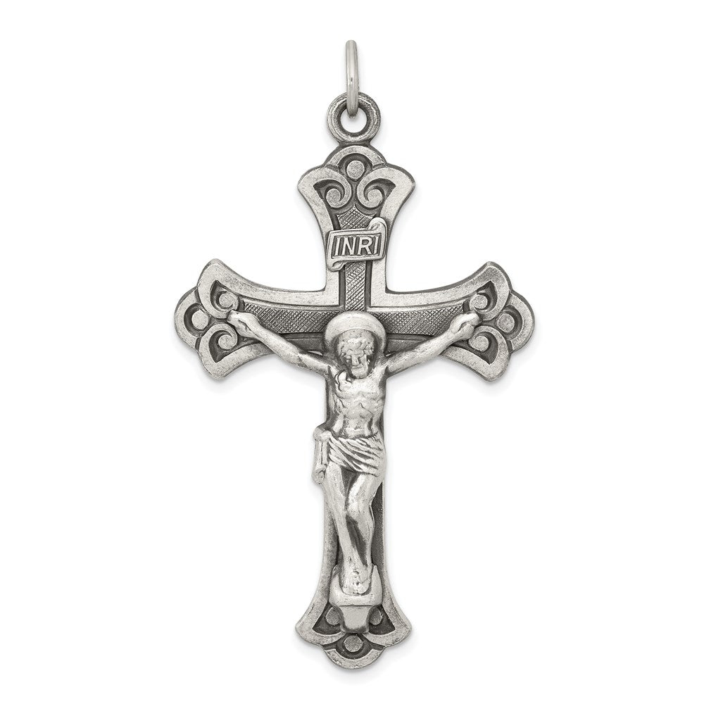 Sterling Silver Antiqued INRI Crucifix Pendant