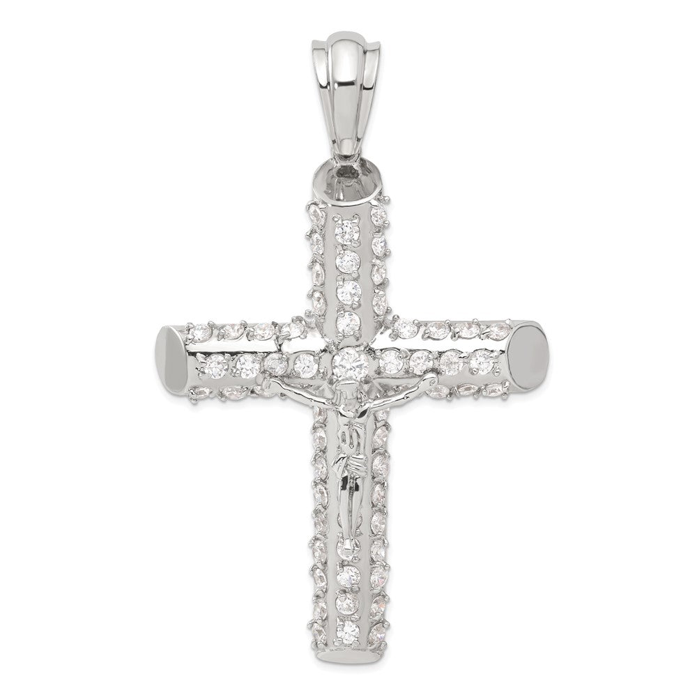 Sterling Silver CZ Crucifix Pendant