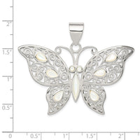 Load image into Gallery viewer, Sterling Silver Filigree Fancy Mother of Pearl Butterfly Pendant

