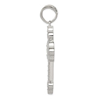 Load image into Gallery viewer, Sterling Silver Rhodium-plated CZ Budded Cross Pendant
