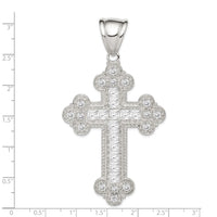 Load image into Gallery viewer, Sterling Silver Rhodium-plated CZ Budded Cross Pendant
