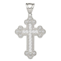 Load image into Gallery viewer, Sterling Silver Rhodium-plated CZ Budded Cross Pendant
