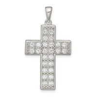 Load image into Gallery viewer, Sterling Silver Rhodium-plated CZ Latin Cross Pendant
