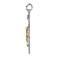 Load image into Gallery viewer, Sterling Silver Rhodium-plated &amp; 18k Gold-plated Crucifix Pendant
