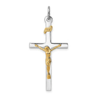 Load image into Gallery viewer, Sterling Silver Rhodium-plated &amp; 18k Gold-plated Crucifix Pendant
