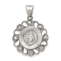 Load image into Gallery viewer, Sterling Silver &amp; CZ Antiqued Blessed Mother Pendant
