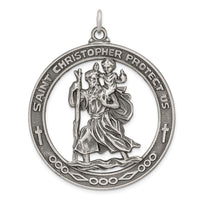 Load image into Gallery viewer, Sterling Silver Antiqued Saint Christopher Medal
