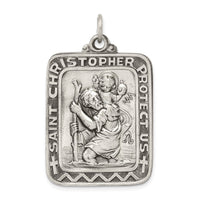 Load image into Gallery viewer, Sterling Silver Antiqued Saint Christopher Medal
