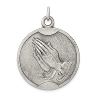 Load image into Gallery viewer, Sterling Silver Antiqued Praying Hands Pendant
