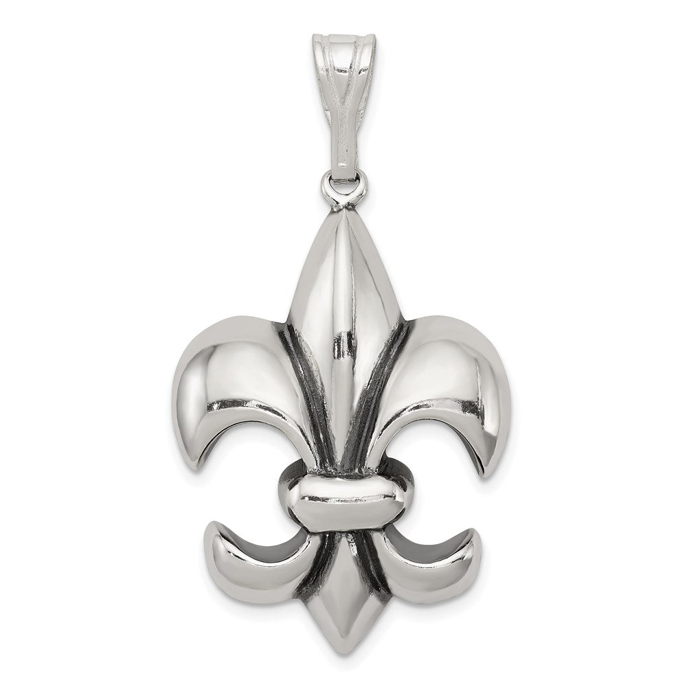 Sterling Silver Antiqued Fleur de Lis Pendant