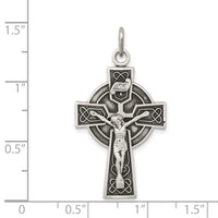 Load image into Gallery viewer, Sterling Silver Antiqued Satin Irish Crucifix Cross Pendant
