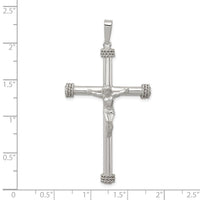 Load image into Gallery viewer, Sterling Silver Polished Textured Hollow Crucifix Pendant
