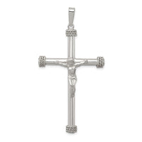 Load image into Gallery viewer, Sterling Silver Polished Textured Hollow Crucifix Pendant
