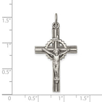 Load image into Gallery viewer, Sterling Silver Antiqued, Textured and Polished INRI Crucifix Pendant
