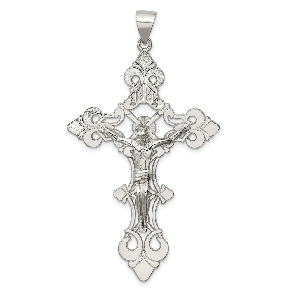 Sterling Silver Polished Large INRI Crucifix Pendant