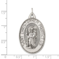 Load image into Gallery viewer, Sterling Silver Antiqued Satin St. Christopher Medal
