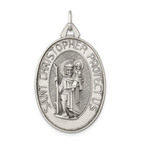 Load image into Gallery viewer, Sterling Silver Antiqued Satin St. Christopher Medal
