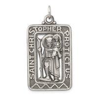 Load image into Gallery viewer, Sterling Silver Antiqued and Brushed St. Christopher Medal
