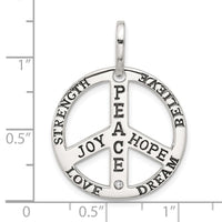 Load image into Gallery viewer, Sterling Silver Polished CZ Antiqued Peace Inspiration Pendant
