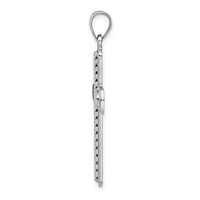 Load image into Gallery viewer, Sterling Silver Rhodium-plated Textured &amp; Polished Cross Pendant
