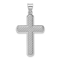 Load image into Gallery viewer, Sterling Silver Rhodium-plated Textured &amp; Polished Cross Pendant
