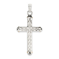 Load image into Gallery viewer, Sterling Silver w/14k White Topaz On Bail Antiqued Cross Pendant
