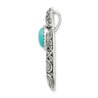 Load image into Gallery viewer, Sterling Silver Antiqued Reconstituted Turquoise Cabochon Slide
