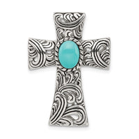 Load image into Gallery viewer, Sterling Silver Antiqued Reconstituted Turquoise Cabochon Slide
