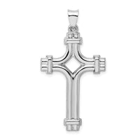 Load image into Gallery viewer, Sterling Silver Rhodium-plated Polished Fancy Cross Pendant
