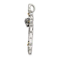 Load image into Gallery viewer, Sterling Silver Gold-plated CZ Antiqued Cross Slide
