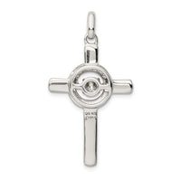 Load image into Gallery viewer, Sterling Silver Plat-plate Rose &amp; Gold-tone Vibrant CZ Cross Pendant
