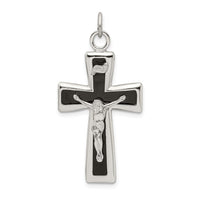 Load image into Gallery viewer, Sterling Silver Black Epoxy INRI Crucifix Pendant
