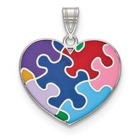 Load image into Gallery viewer, Sterling Silver Rhod-plated Enameled Autism Heart Pendant

