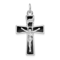 Load image into Gallery viewer, Sterling Silver Rhodium-plated Enamel Crucifix Pendant
